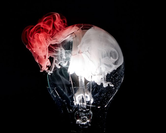 Cracked light bulb red